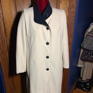 Cream and Navy Blue Coat.  Size S